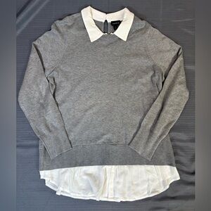 Torrid Size 0 Grey Layered Sweater Blouse White Collar Preppy Office Chic